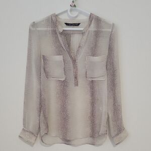 Zara Elegant Cream and Brown Women's Top